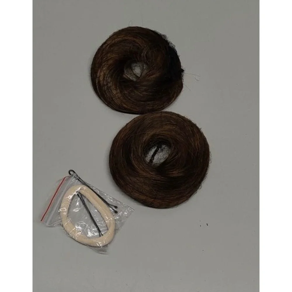 CJL HAIR 2Pcs Messy Bun‎ Hair Piece Synthetic Curly Scrunchies Chocolate Brown
